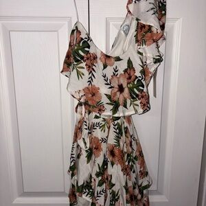 Floral Ruffle One-Shoulder Romper